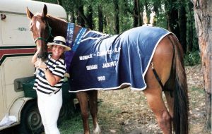 Enjoying champagne with Baron, 2001
